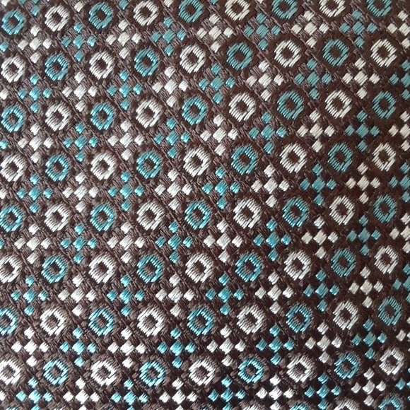 Marc Jacobs. Silk Tie XO Pattern. Brown, Teal & Grey - Picture 7 of 9